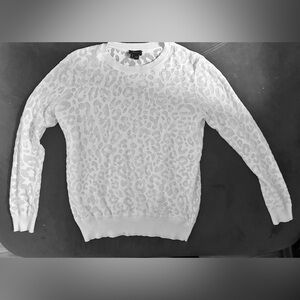 Theory White Leopard Print Sweater, Small CB3